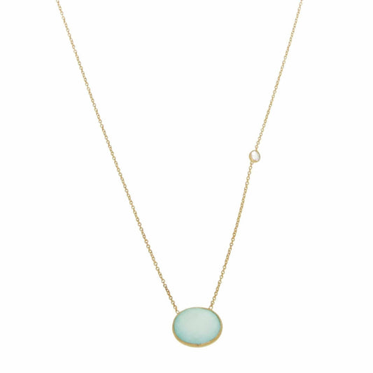 Aanya Classic Necklace in Aqua Chalcedony and White Topaz