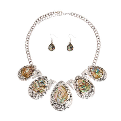 Abalone Teardrop Collar Necklace Set: Must-Have, Unique & Stunning!