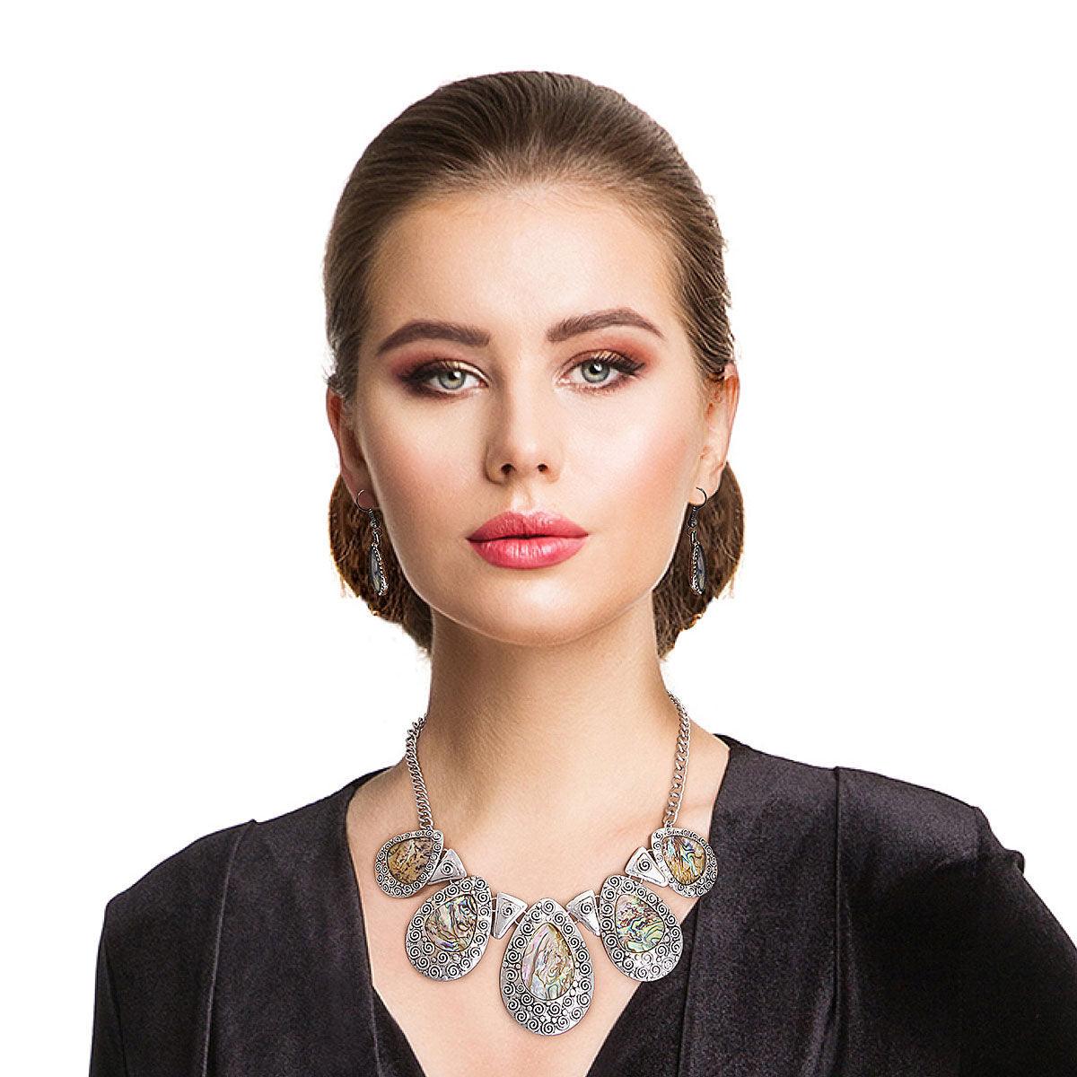 Abalone Teardrop Collar Necklace Set: Must-Have, Unique & Stunning!