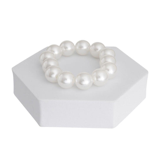 Acrylic Pearl Beaded Bracelet in White