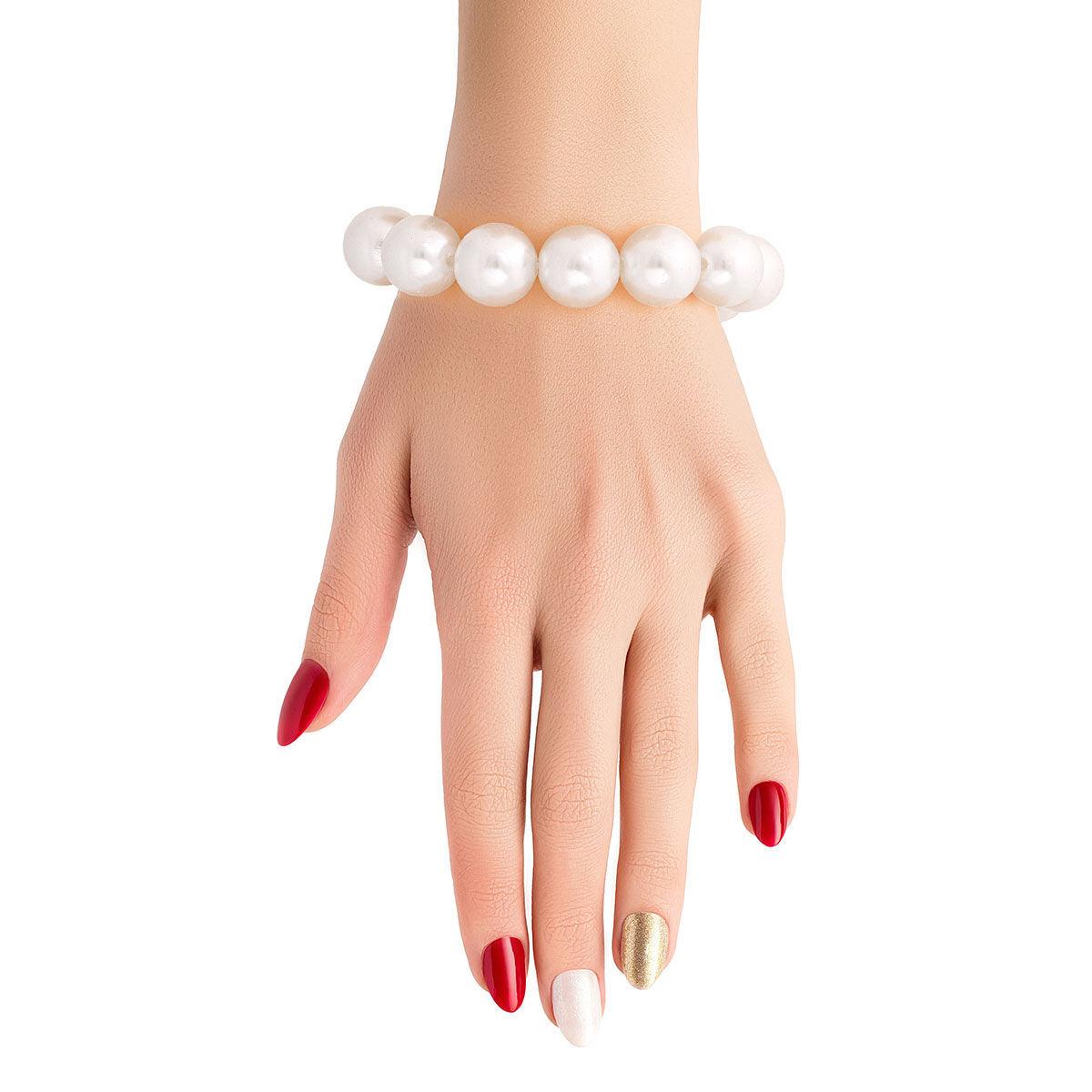 Acrylic Pearl Beaded Bracelet in White