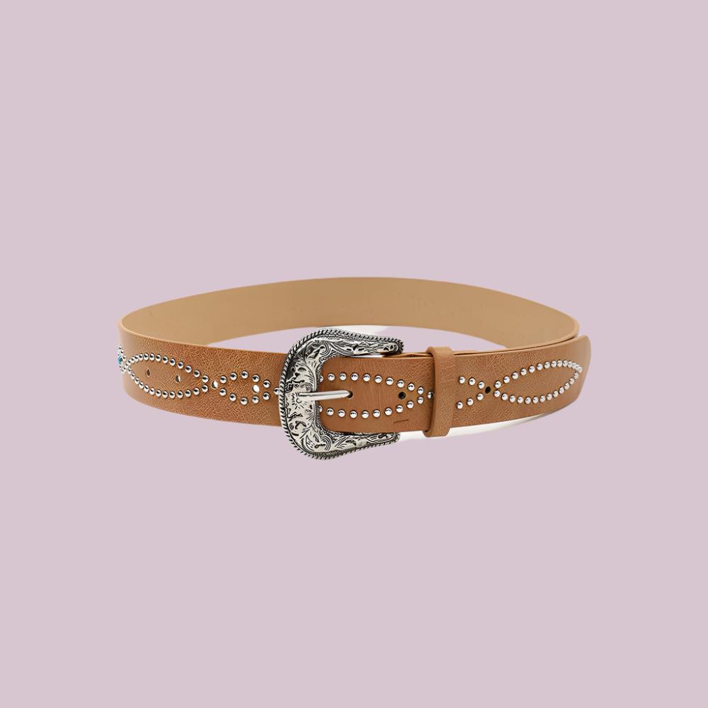 Rhinestone Faux Leather Belt for Women