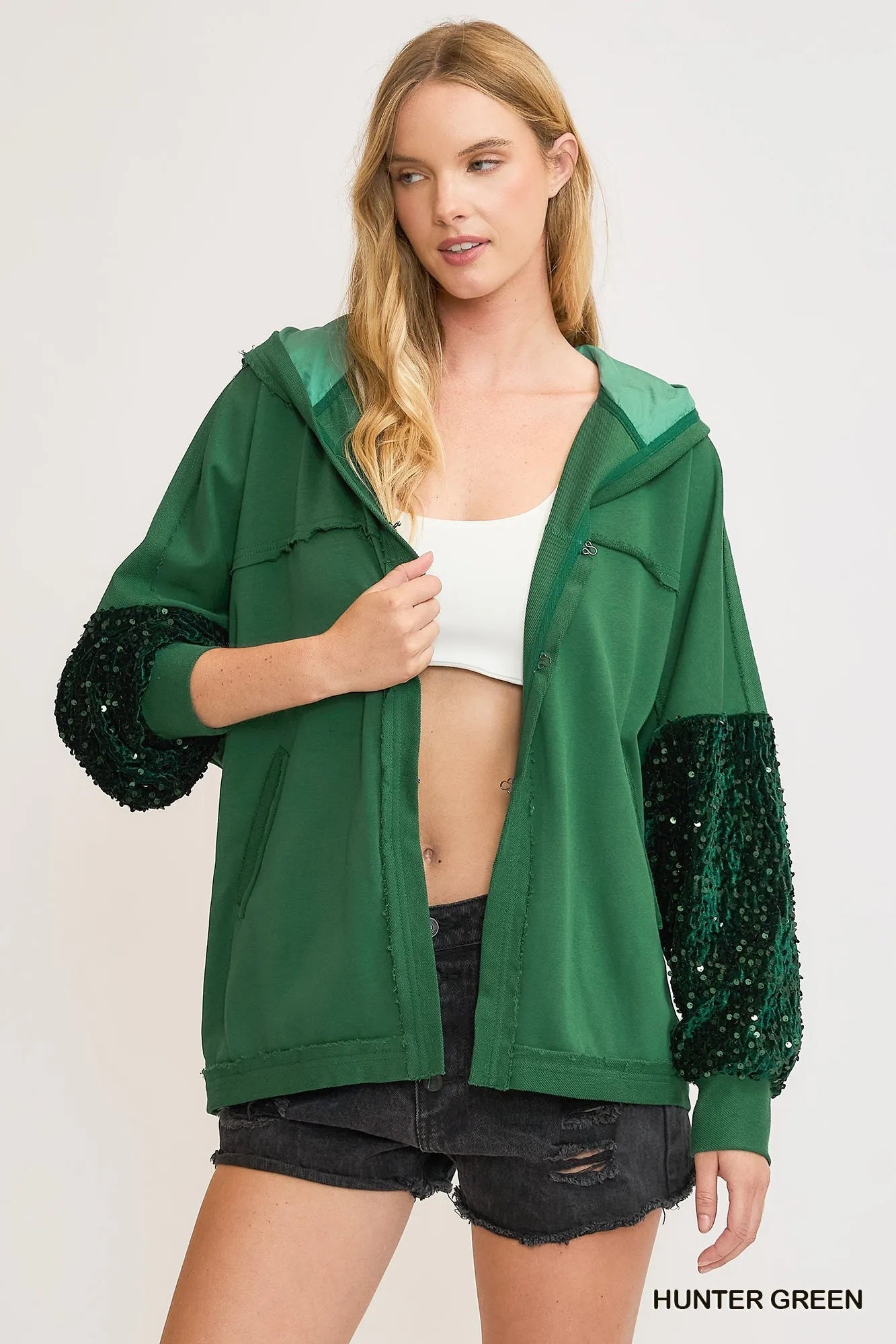 Umgee Sequined French Terry Jacket