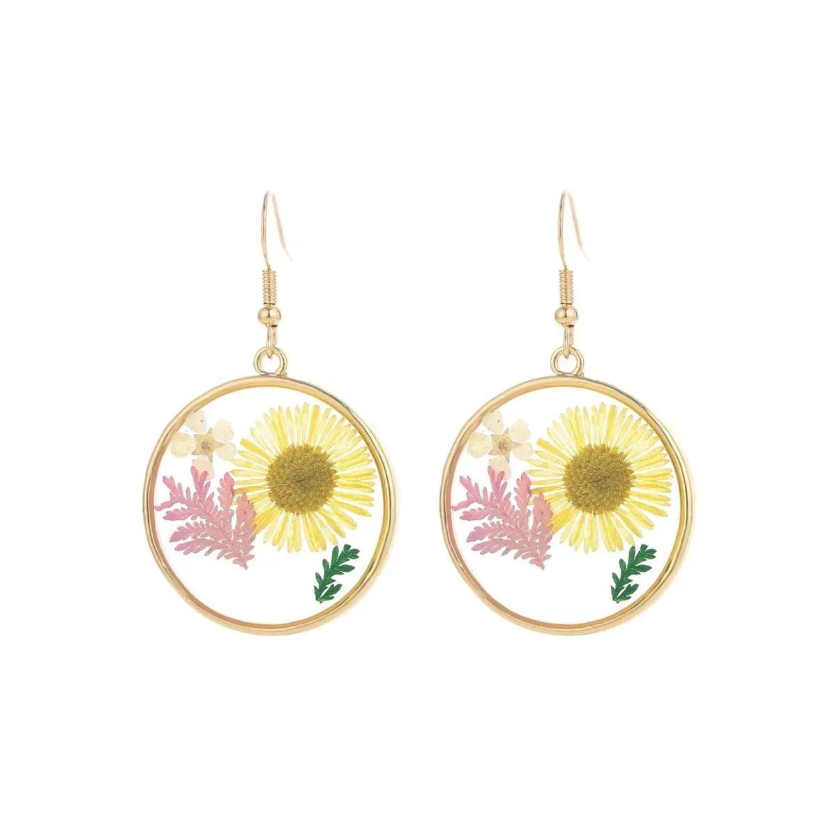 Affordable Dried Flower Round Dangle Earrings