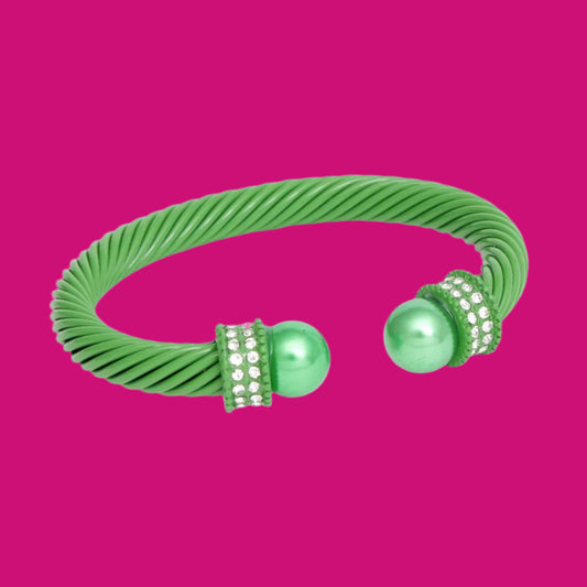 AKA Thick Green Cable Classic Bangle Bracelet