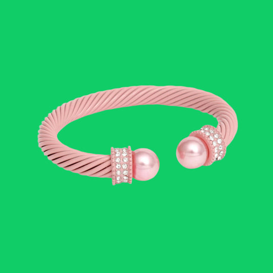 AKA Thick Pink Cable Classic Bangle Bracelet