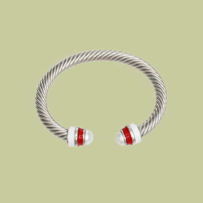 DST Sorority Red White Pearl Cable Classic Bangle