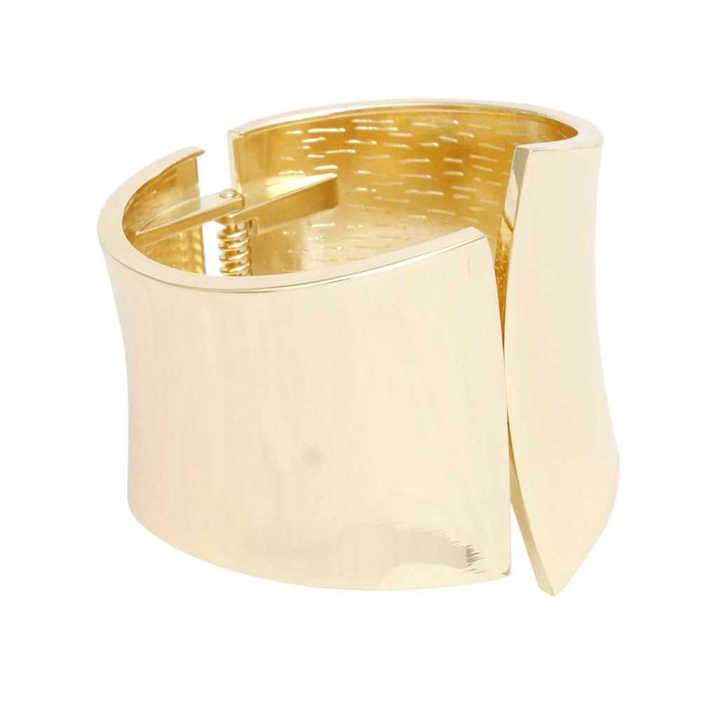 Gold Tone Geometric Pointed Cuff Bracelet – Contemporary Sculptural Metal Statement Pinktown
