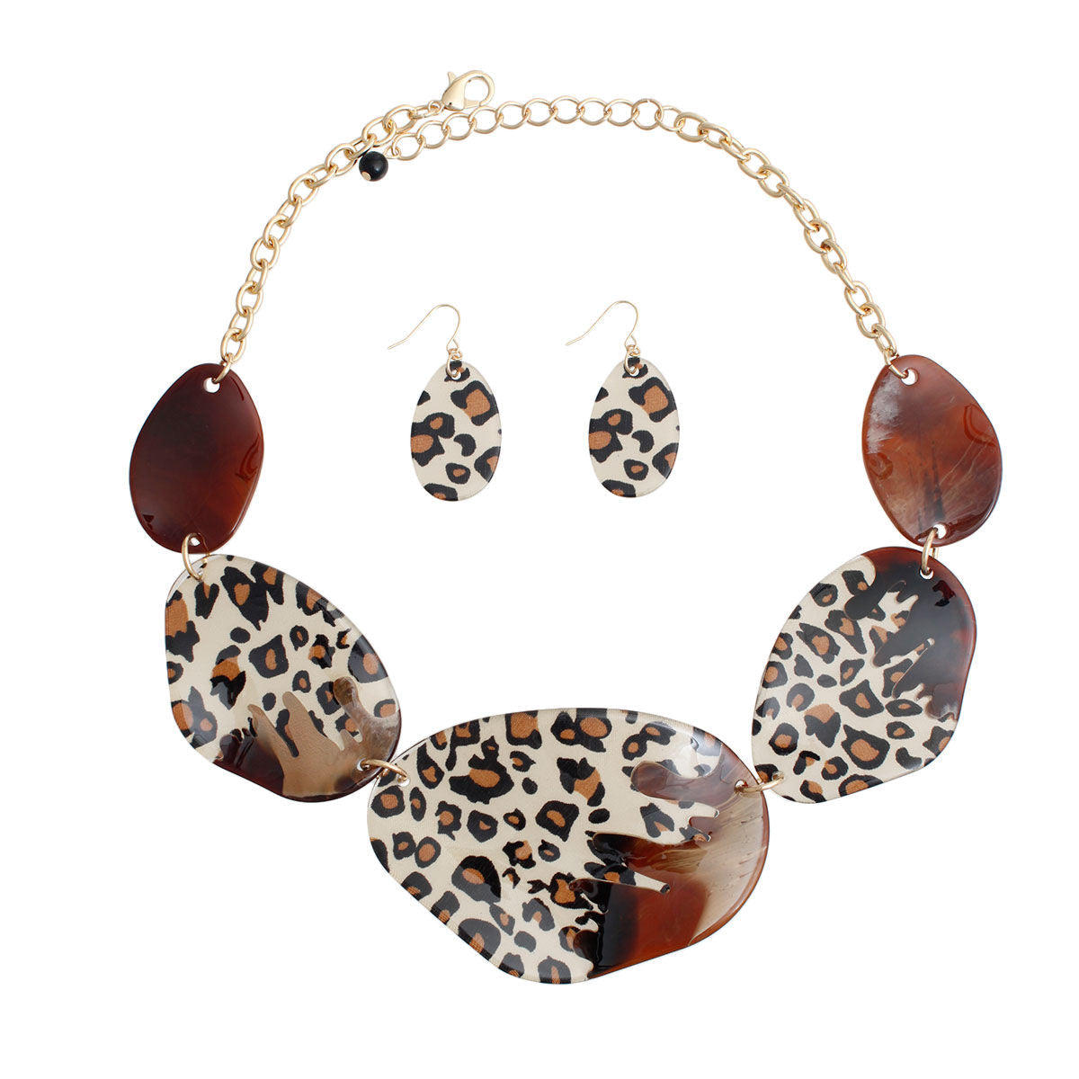 Leopard Acrylic Necklace Set Gold Chain | Animal Inspired Fashion Jewelry