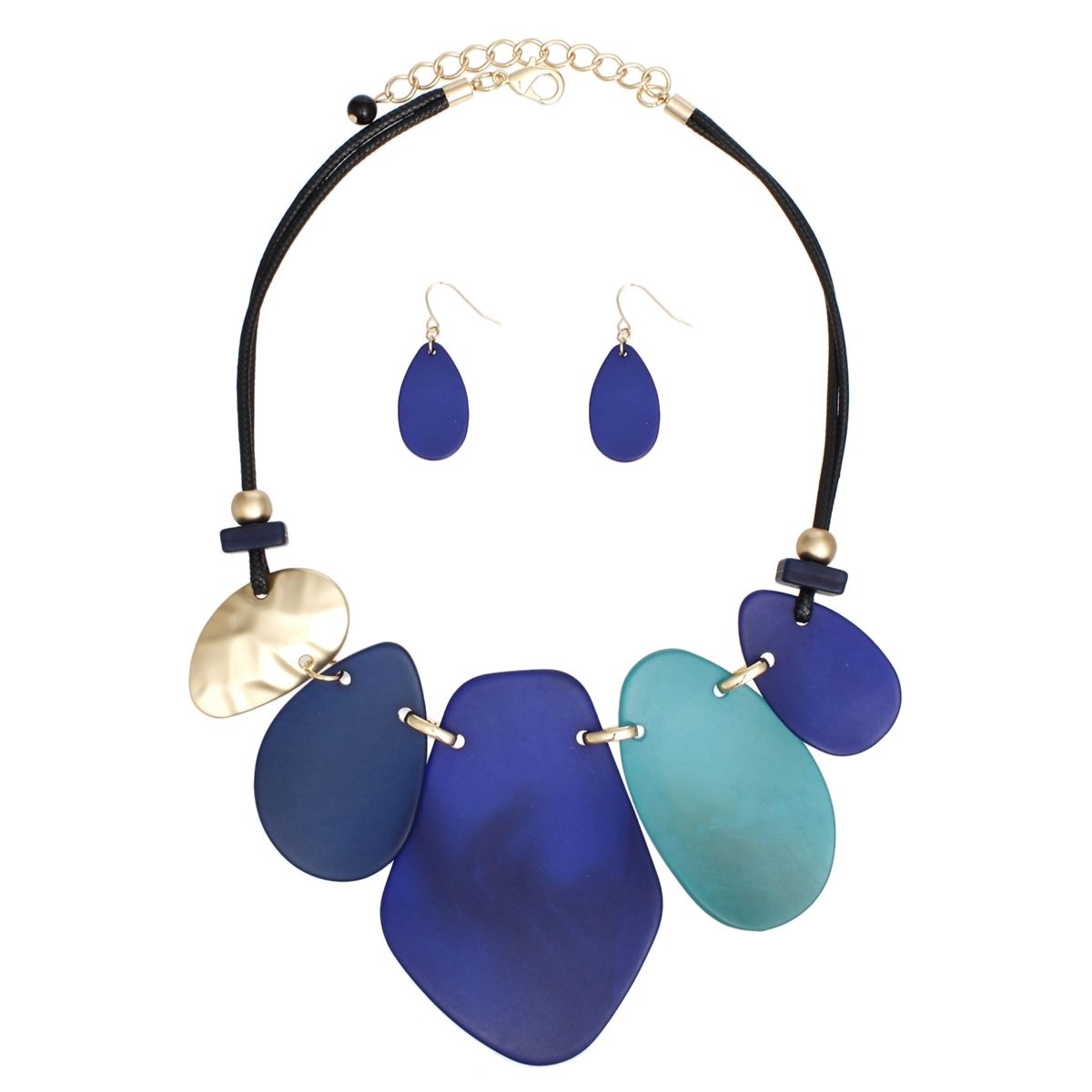 Blue Bib Necklace Set Statement Jewelry