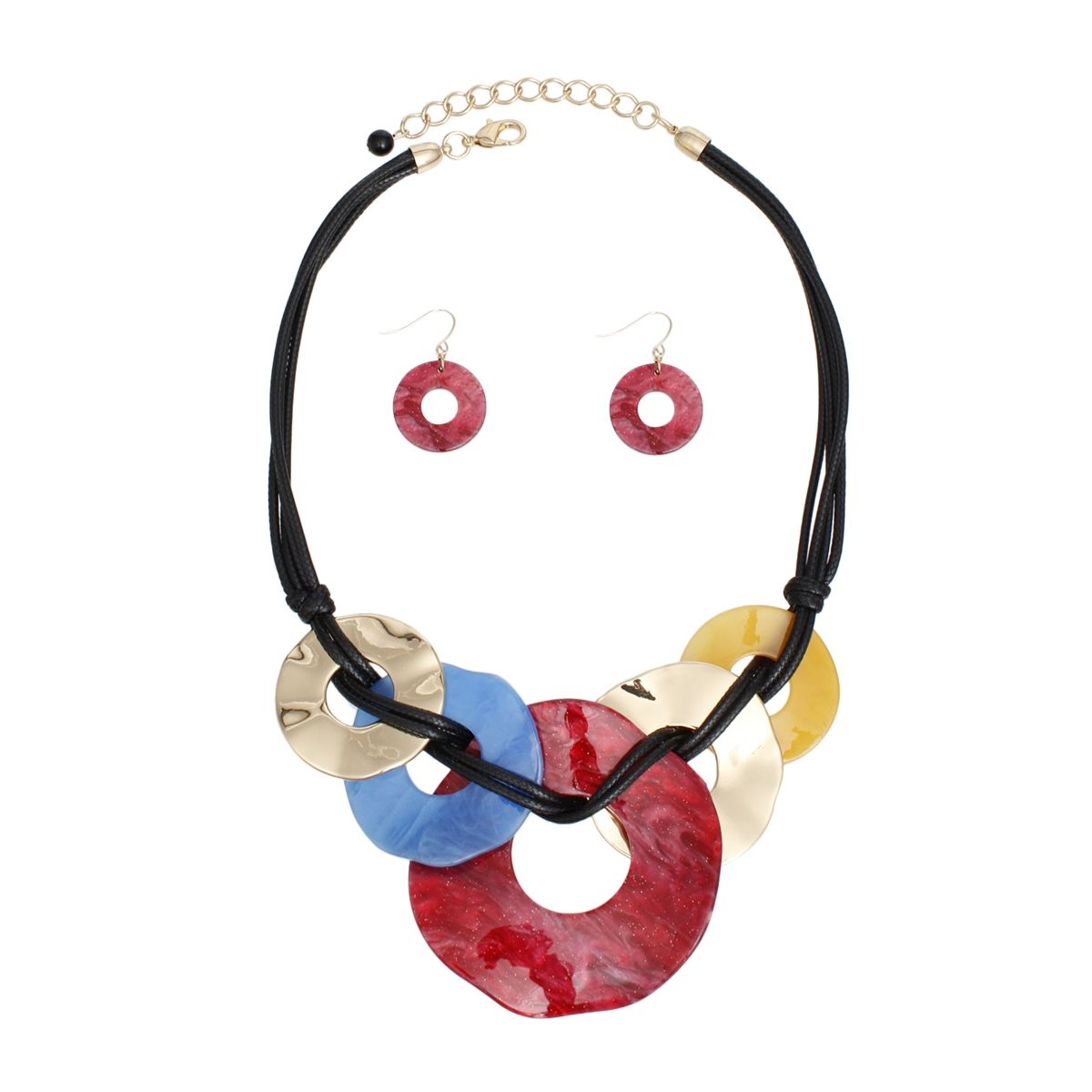 Multicolor Ring Necklace Set Bold Modern Jewelry
