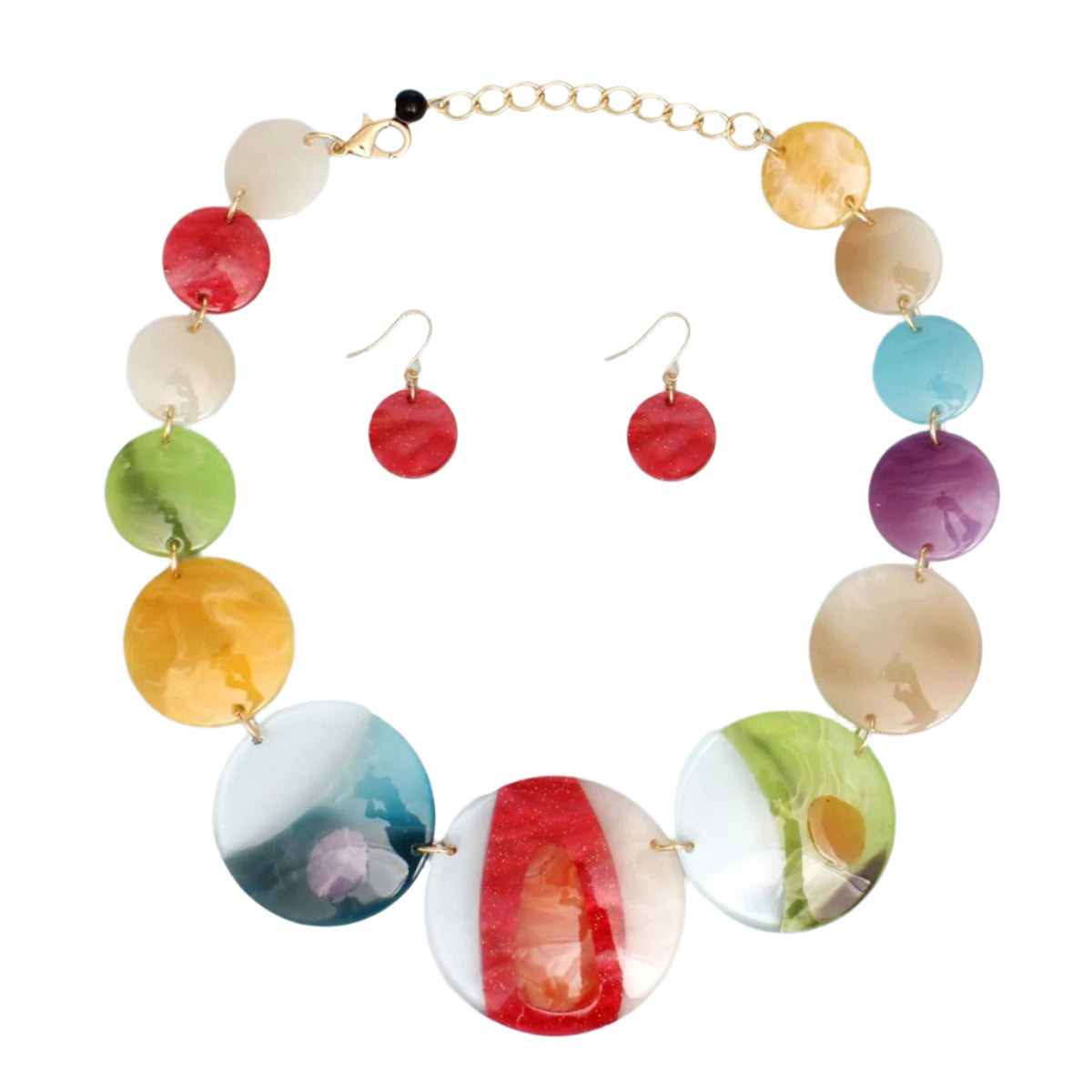Collar Multicolor and Clear Disc Necklace Women Pinktown