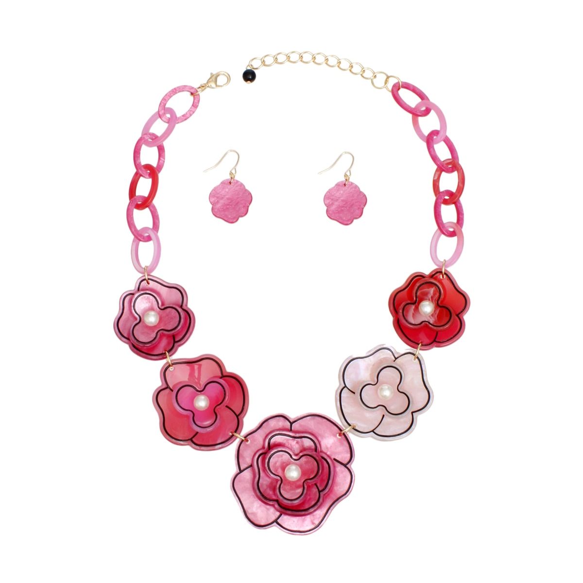 Fierce Fuchsia Dimensional Flower Collar Necklace - Bold Statement Pinktown