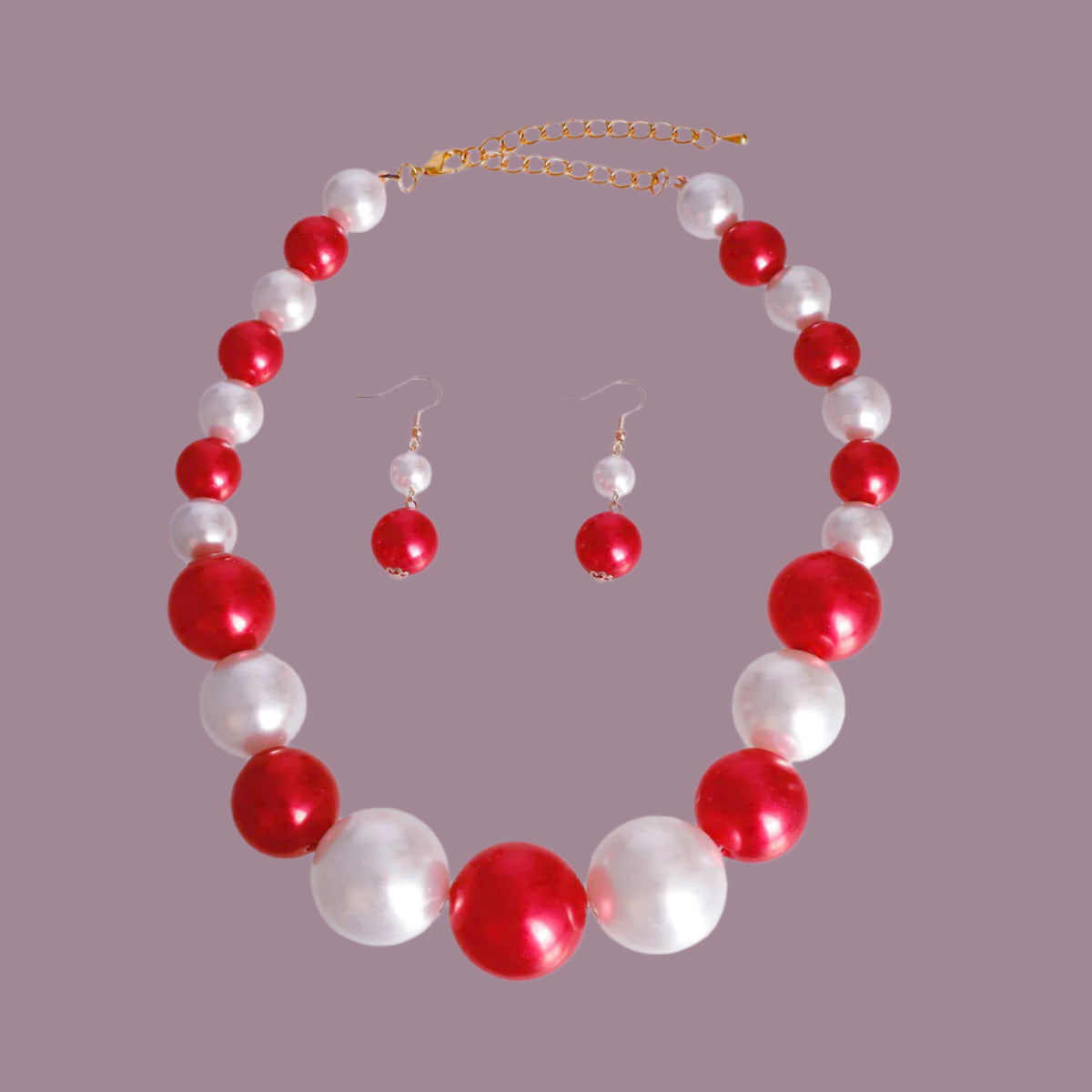 Red & White Bubble Necklace – Bold Statement Fashion Jewelry Pinktown