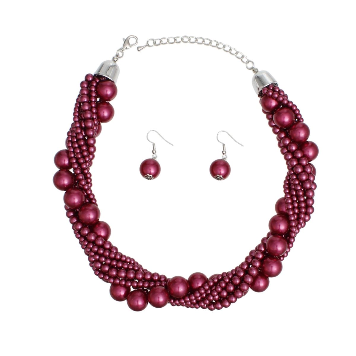 Shop Burgundy Pearl Twisted Choker Set | Seven Strand Necklace