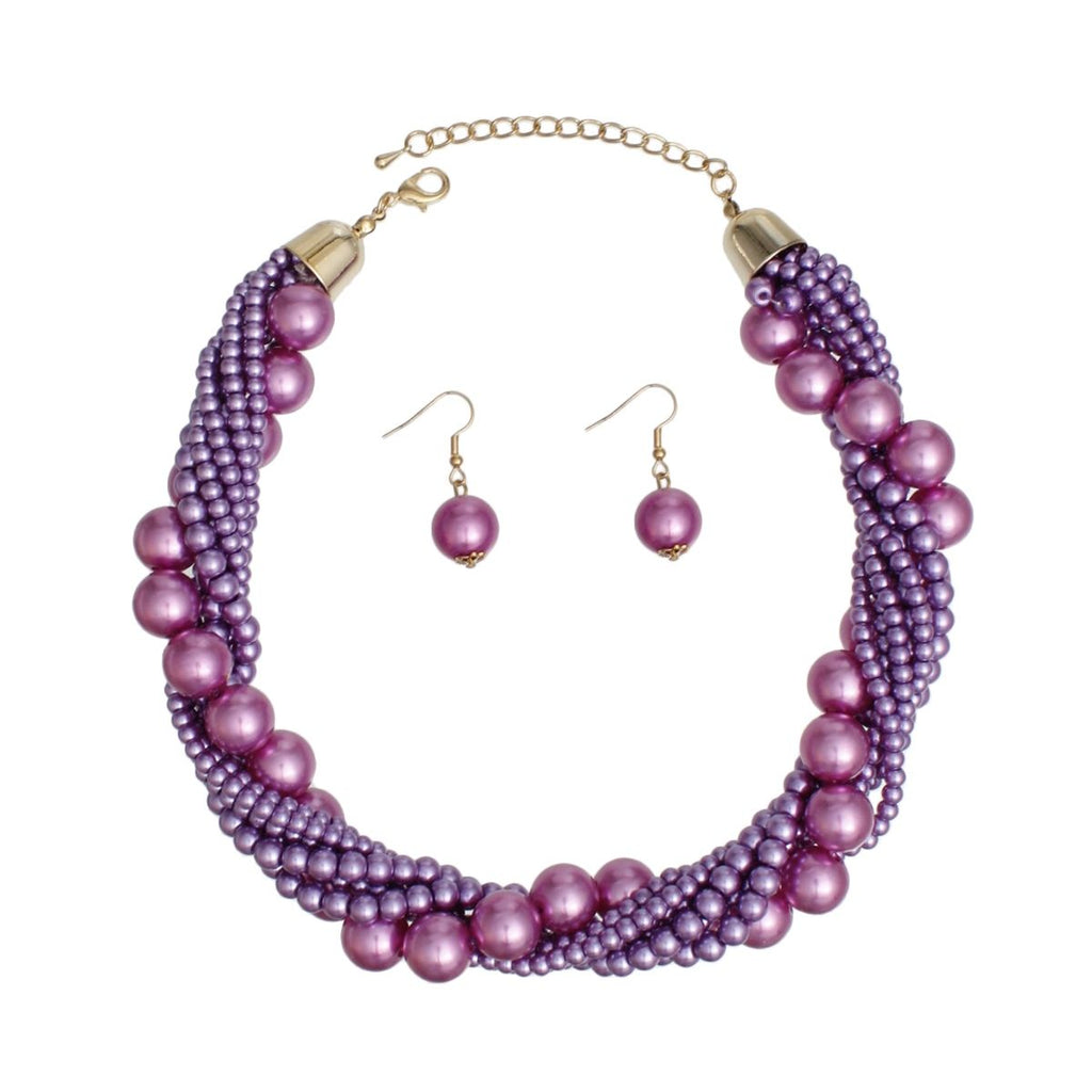 Shop Purple Pearl Twisted Choker Set | Seven Strand Necklace