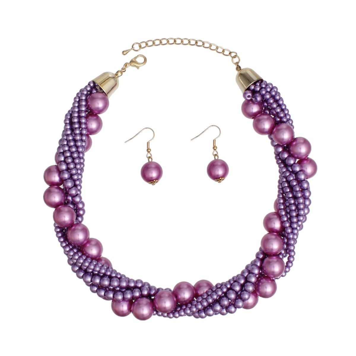Shop Purple Pearl Twisted Choker Set | Seven Strand Necklace