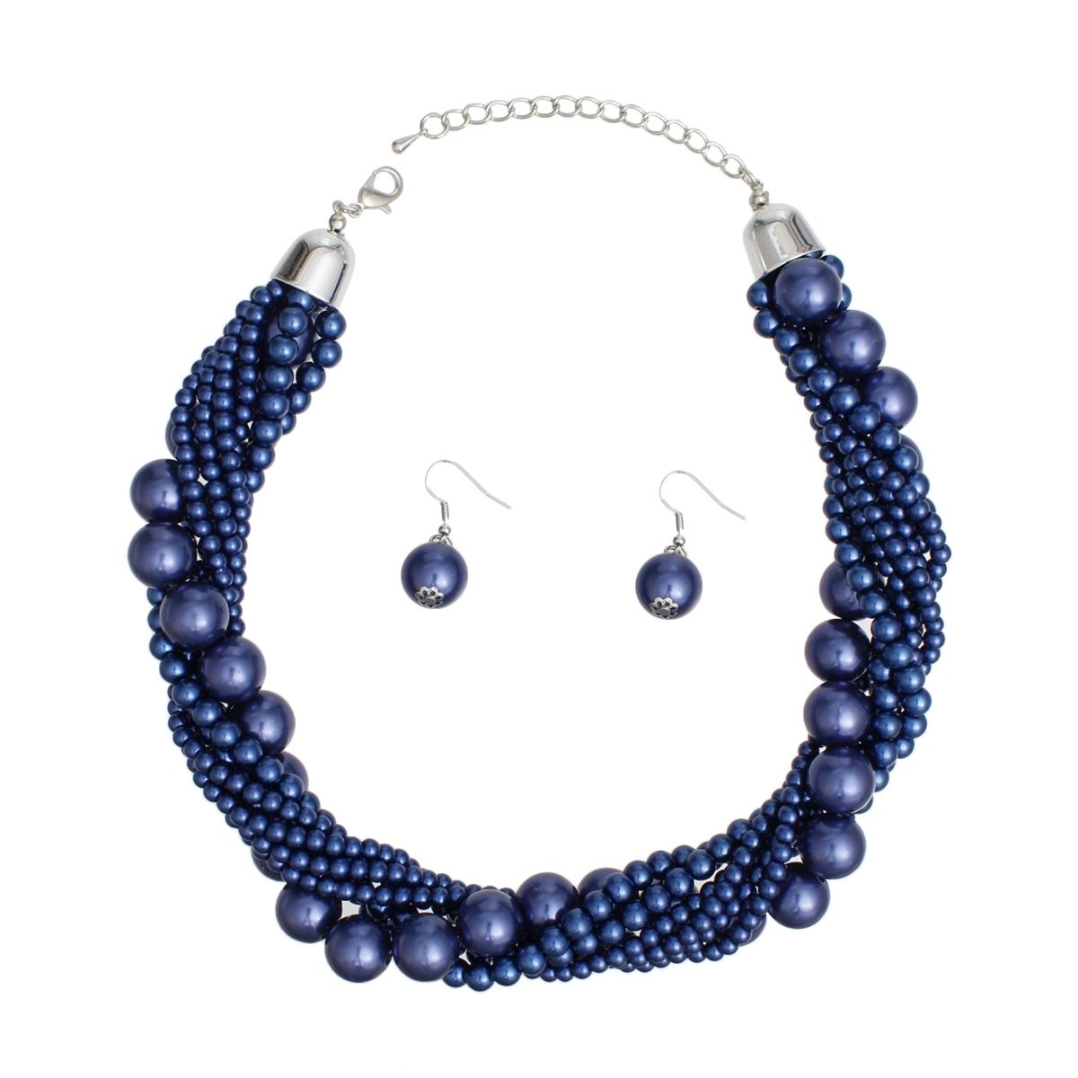 Shop Blue Pearl Twisted Choker Set | Seven Strand Necklace