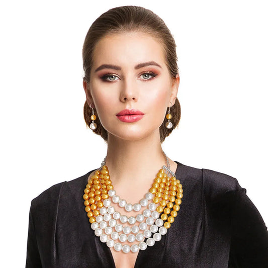 Fashion Jewelry: Versatile Orange & Cream Pearl Necklace Set: Must-Have