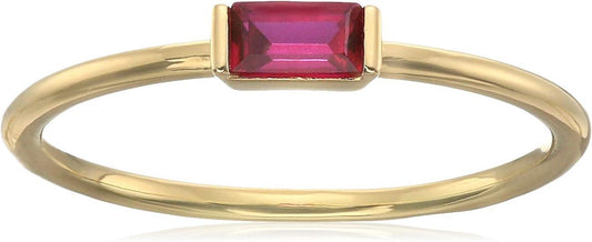 Amazon Essentials 18K Yellow Gold Plated Sterling Silver Created Ruby July Fashion Ring, Size 7 (previously Amazon Collection)