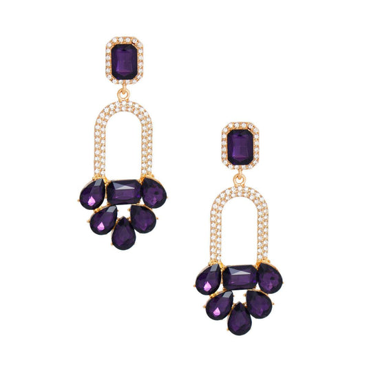 Arched Statement Earrings Dark Purple Color