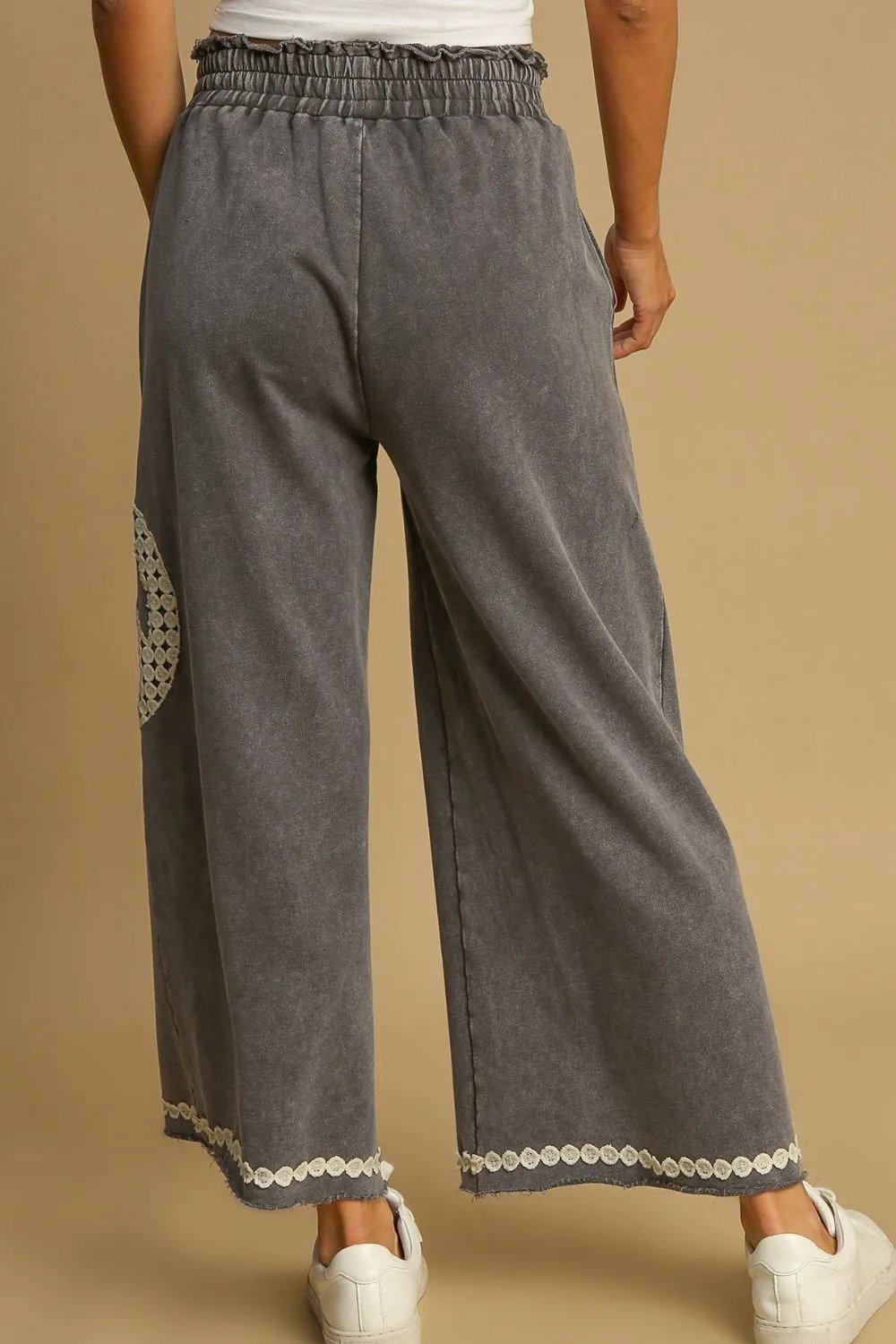 Lace Applique Wide Leg Pants for Women