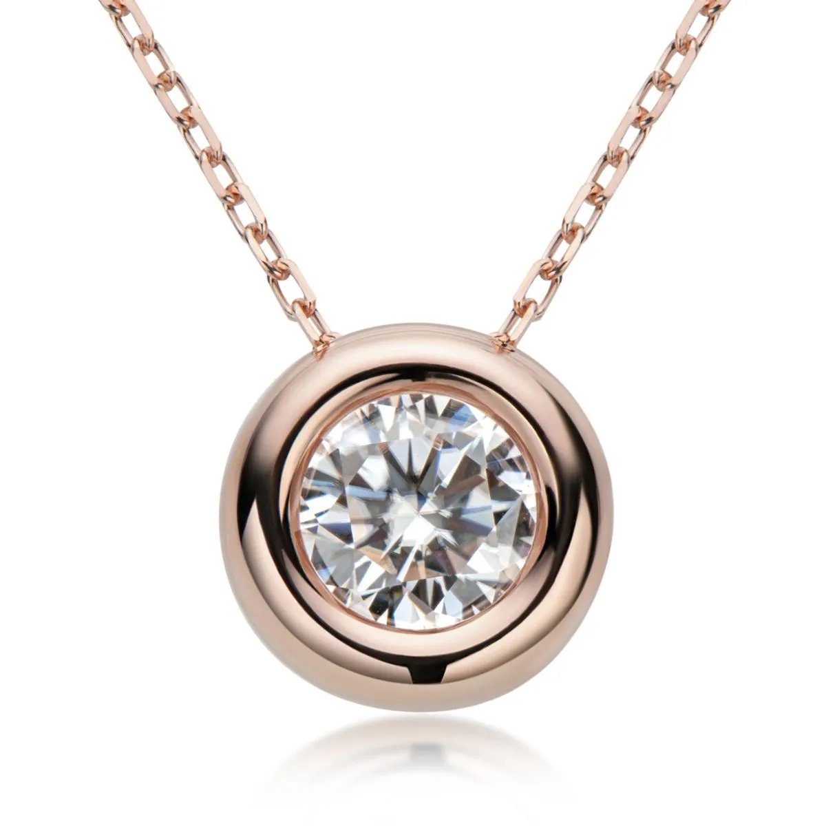 Dainty Round Moissanite Solitaire Pendant Necklace in Sterling Silver