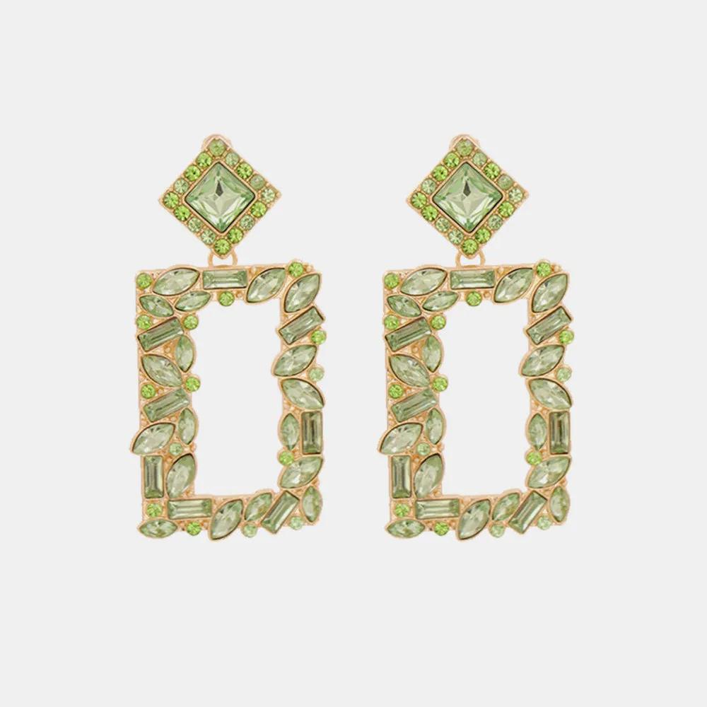 Rectangular Crystal Drop Earrings – Bold and Vibrant Statement Jewelry