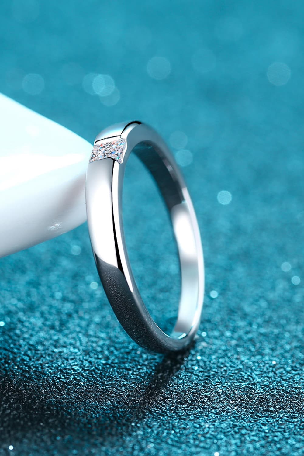 Minimalist Moissanite Rhodium Plated Ring