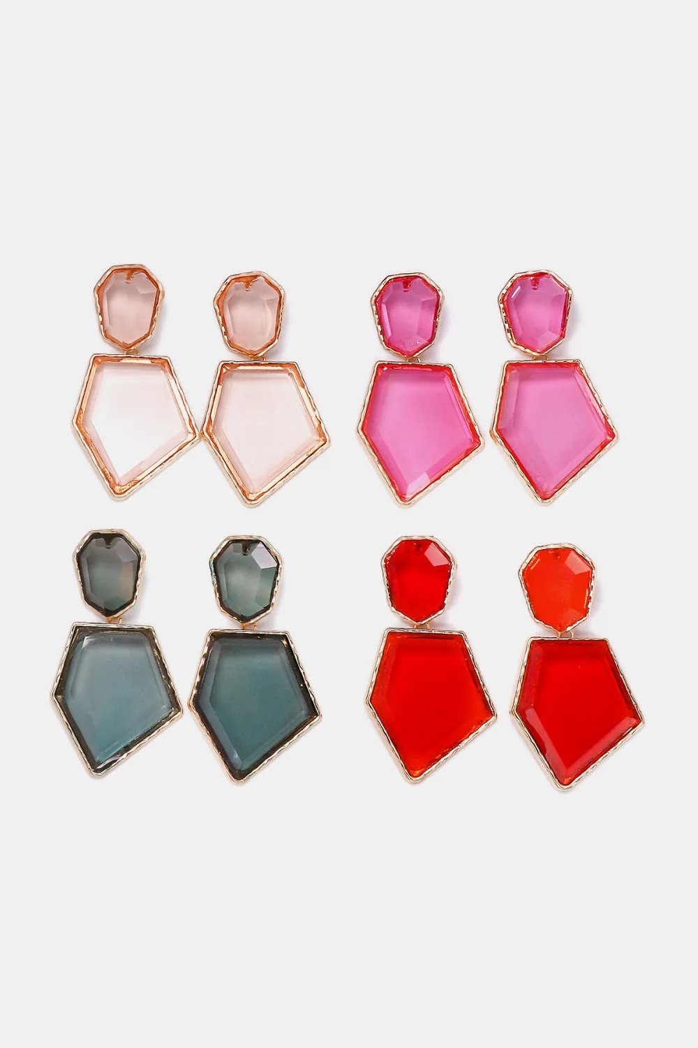 Framed Geometric Resin Drop Earrings