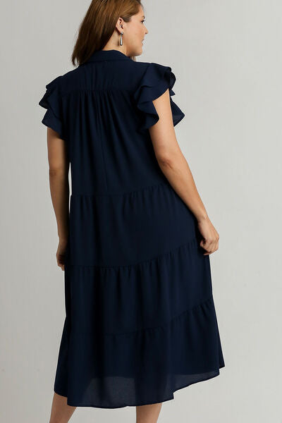 Johnny Collar Ruffle Cap Sleeve Navy Dress That Fits Every Occasion Trendsi