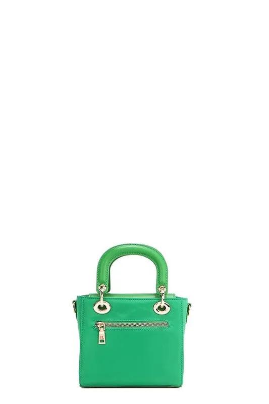 Nicole Lee Structured Mini Handbag with Embroidered Patches
