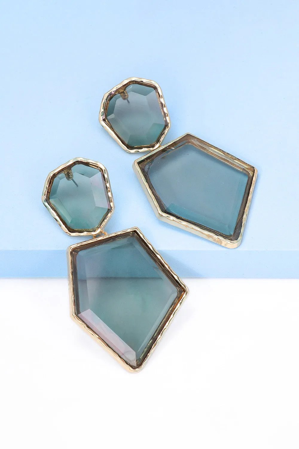 Framed Geometric Resin Drop Earrings