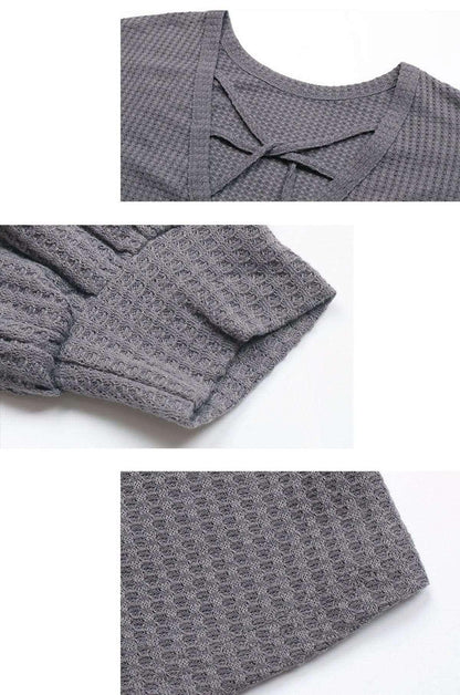 Backless Crisscross Knit Top Dark Gray