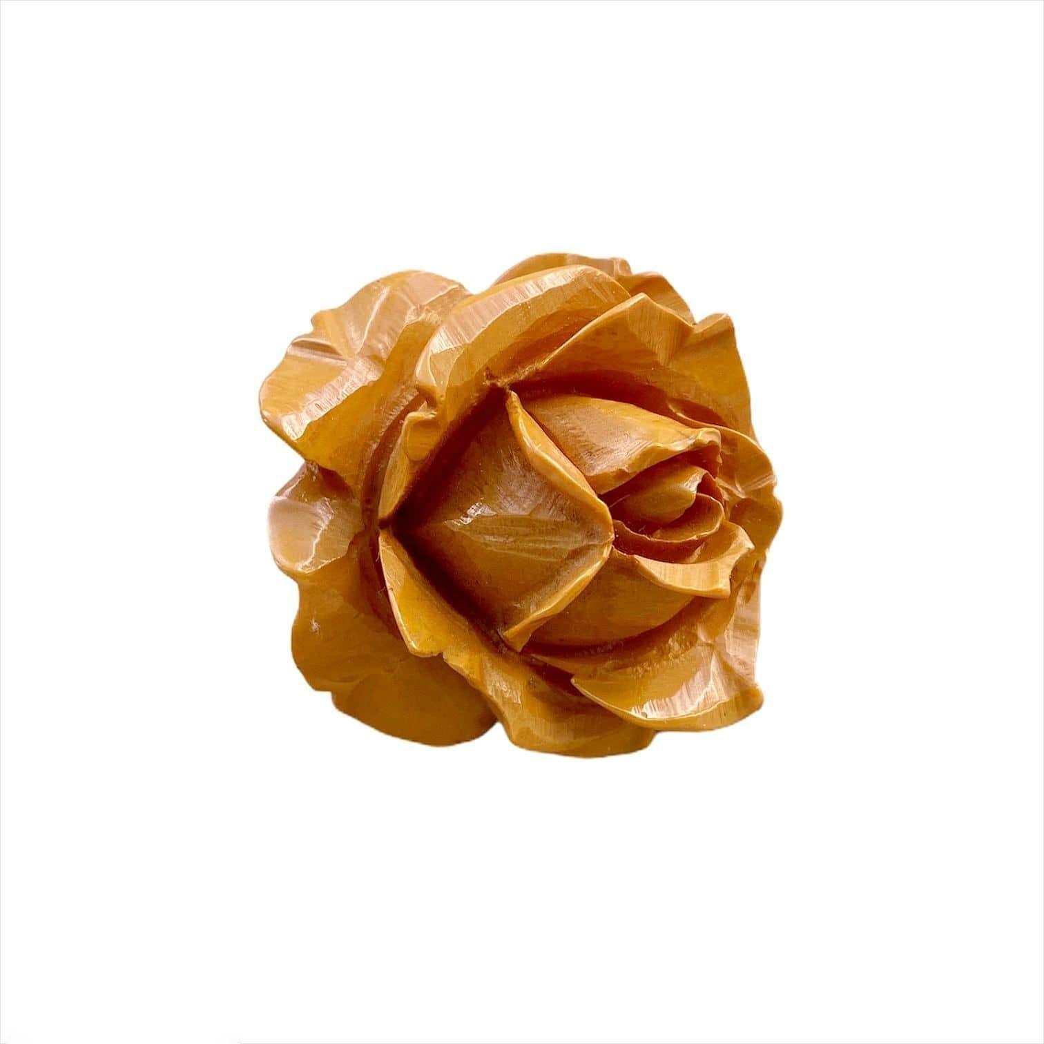 Bakelite Deeply Carved Rose Flower Vintage Brooch