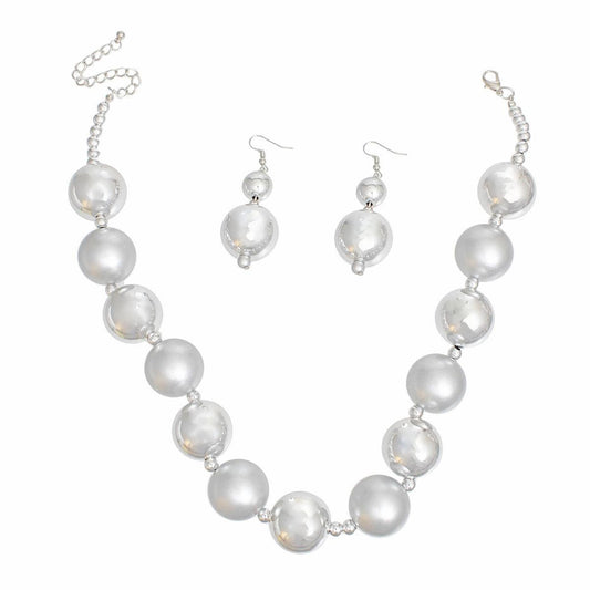 Pearl Necklace Gray Silver Jumbo Set for Women