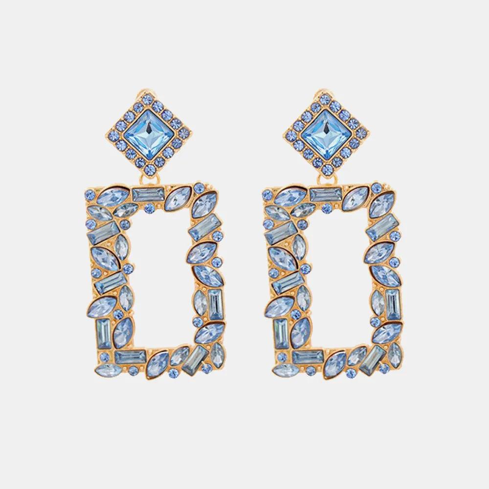 Rectangular Crystal Drop Earrings – Bold and Vibrant Statement Jewelry