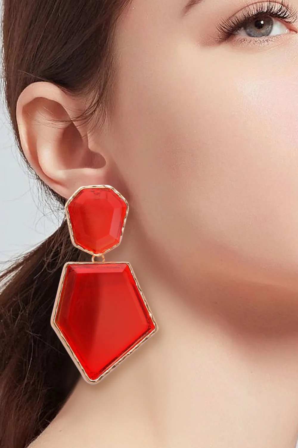Framed Geometric Resin Drop Earrings