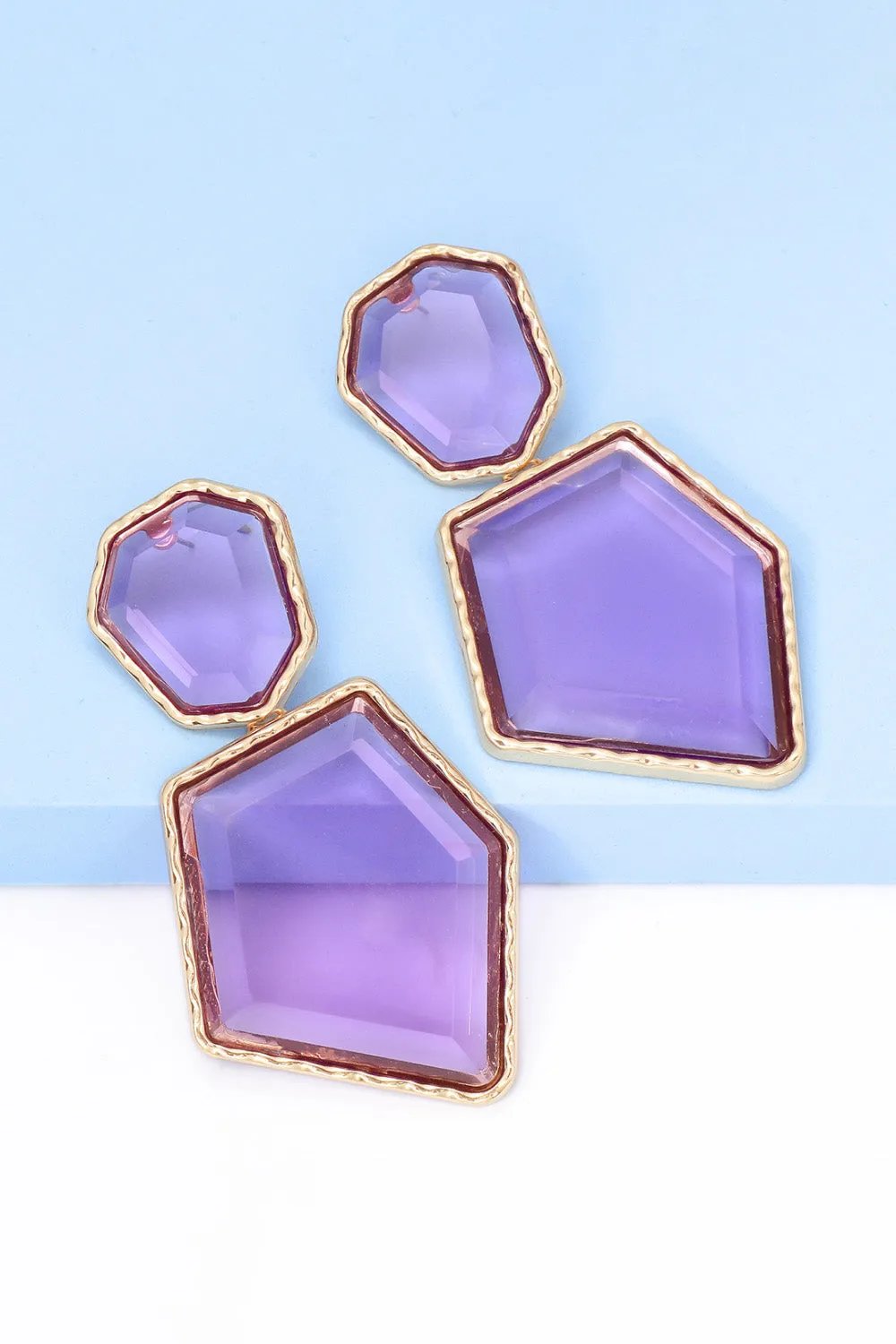 Framed Geometric Resin Drop Earrings