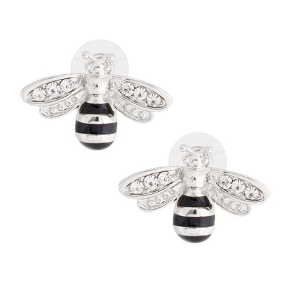 Bee Stud Earrings Silver Plated