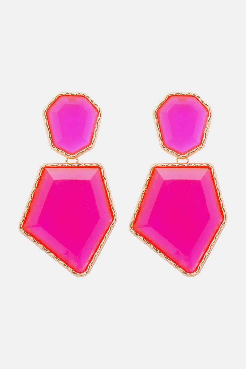 Framed Geometric Resin Drop Earrings