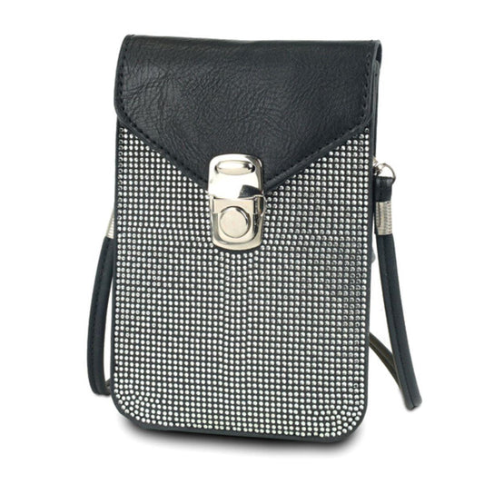 Black Crossbody Cellular Phone Bag with Card Slots for Women