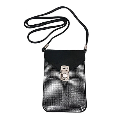 Black Crossbody Cellular Phone Bag with Card Slots for Women