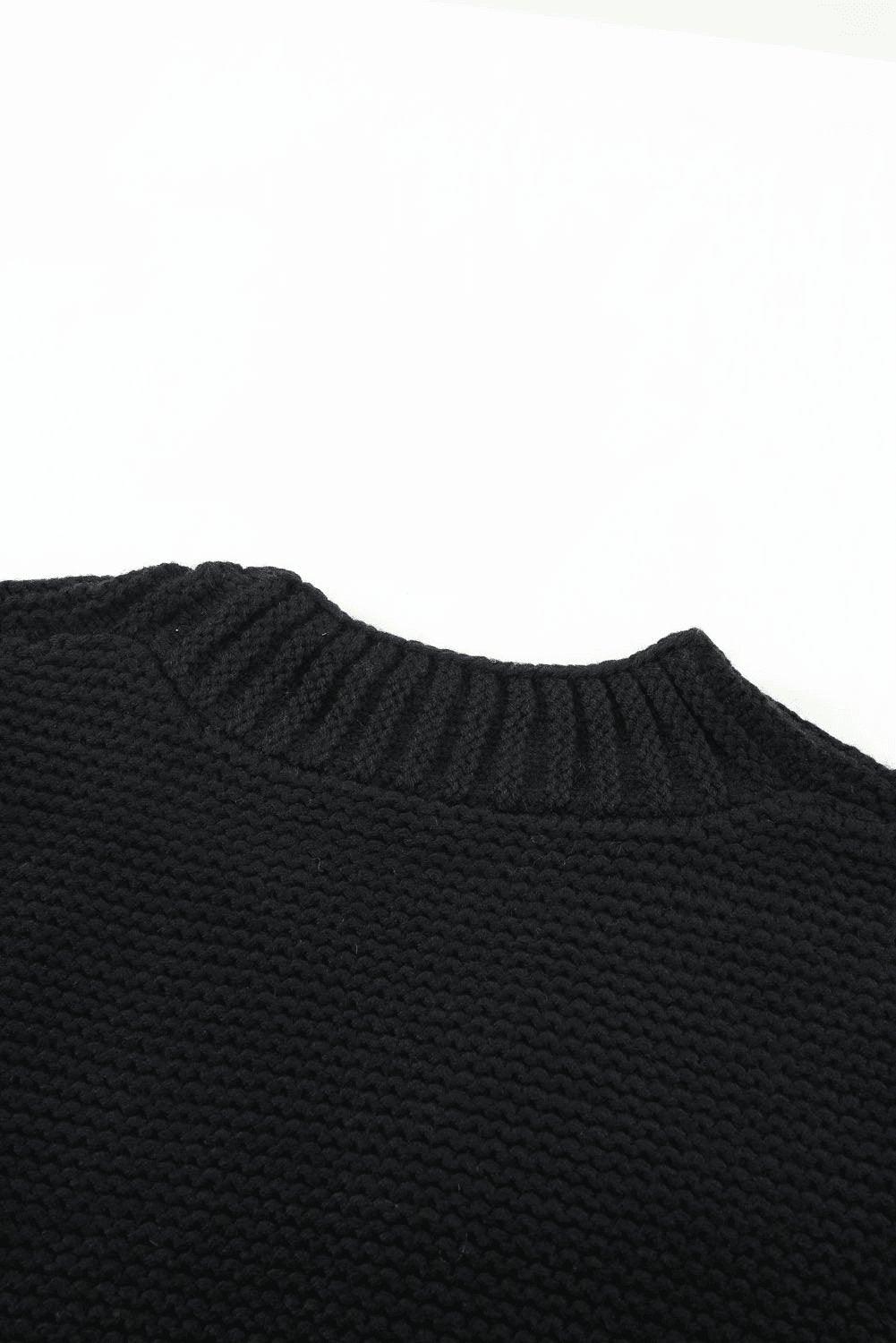 Black Open Front Chunky Knit Cardigan