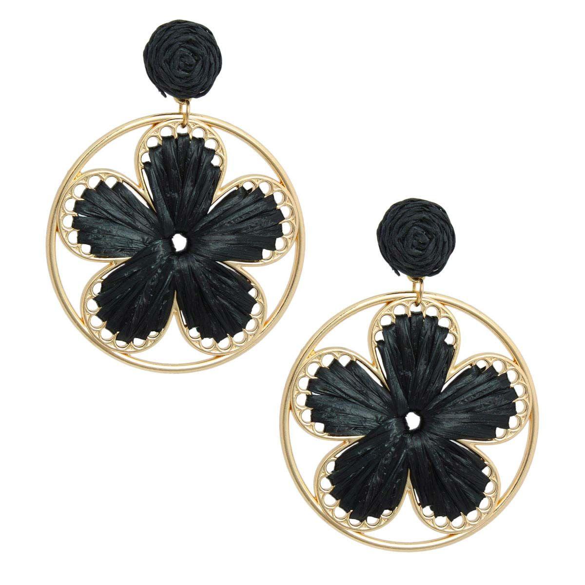 Black Raffia Flower Earrings: Stylish & Affordable