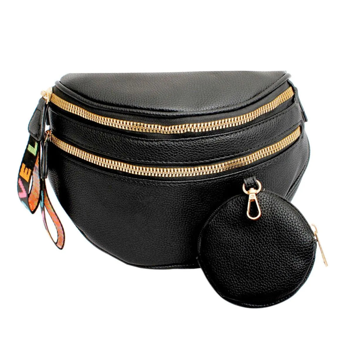 Black Saddle Style Crossbody Ladies Bag with Coin Pouch - Fashion Meets Function