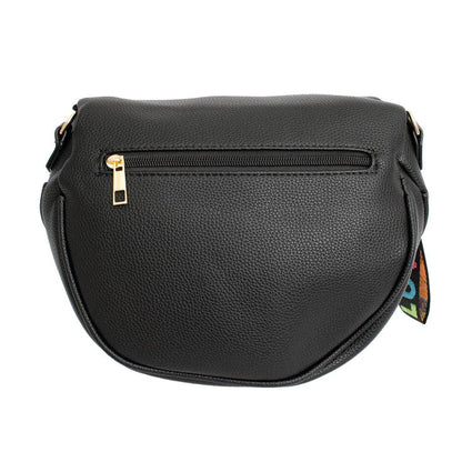 Black Saddle Style Crossbody Ladies Bag with Coin Pouch - Fashion Meets Function