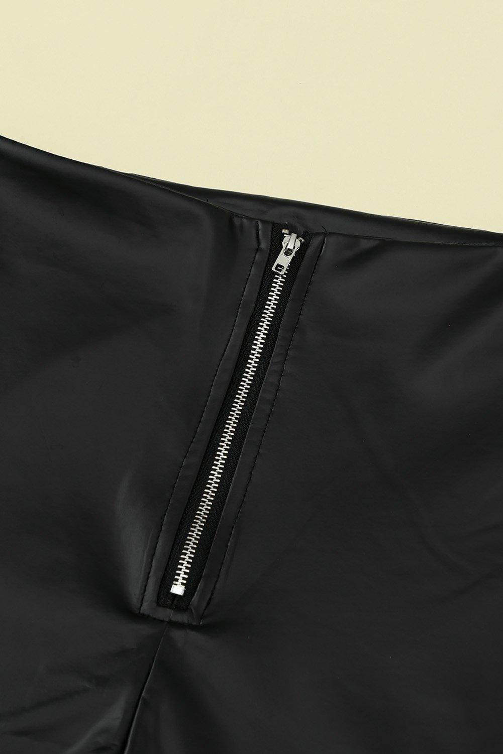 Black Skinny Zipper Pu Pants