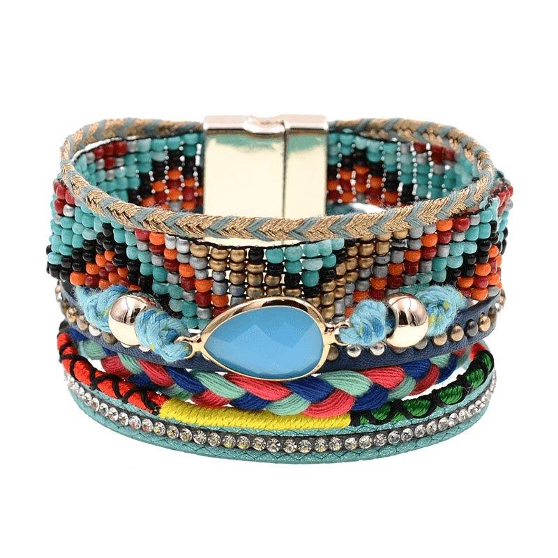 Bohemia Vegan Leather Colorful Woven Charm Bracelets