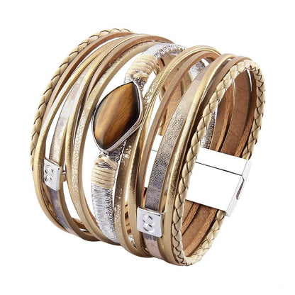 Boho Agate Multi-strand Braided Bracelet